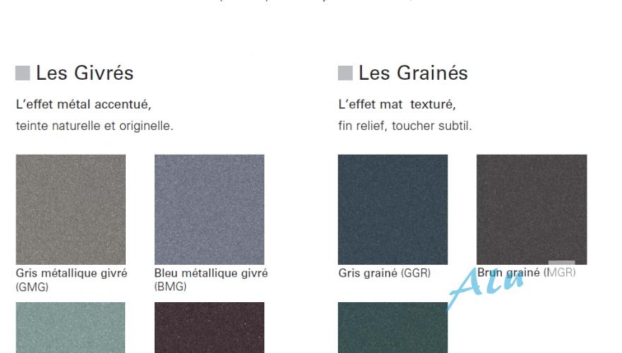Couleurs et nuances aluminium